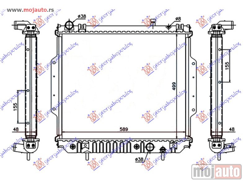 Glavna slika -  HLADNJAK MOTORA 2.7 CRD DIZEL (AUTO) (500x588x48) Jeep grand cherokee 99-05 -dostupno - MojAuto
