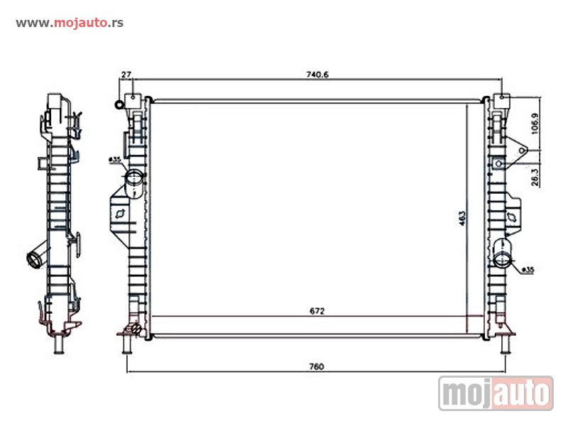 Glavna slika -  HLADNJAK MOTORA 2.5 TURBO BENZIN (MAN-AUTO) (670x460) Ford kuga 08-13 -dostupno - MojAuto