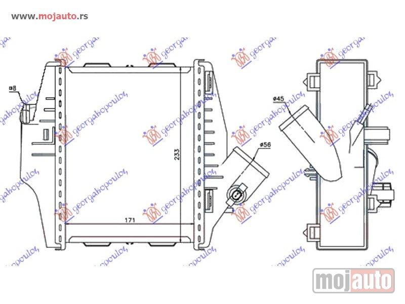 Glavna slika -  HLADNJAK INTERKULERA 0.8 Cdi DIZEL (171x233x50) Smart fortwo 07-12 -dostupno - MojAuto