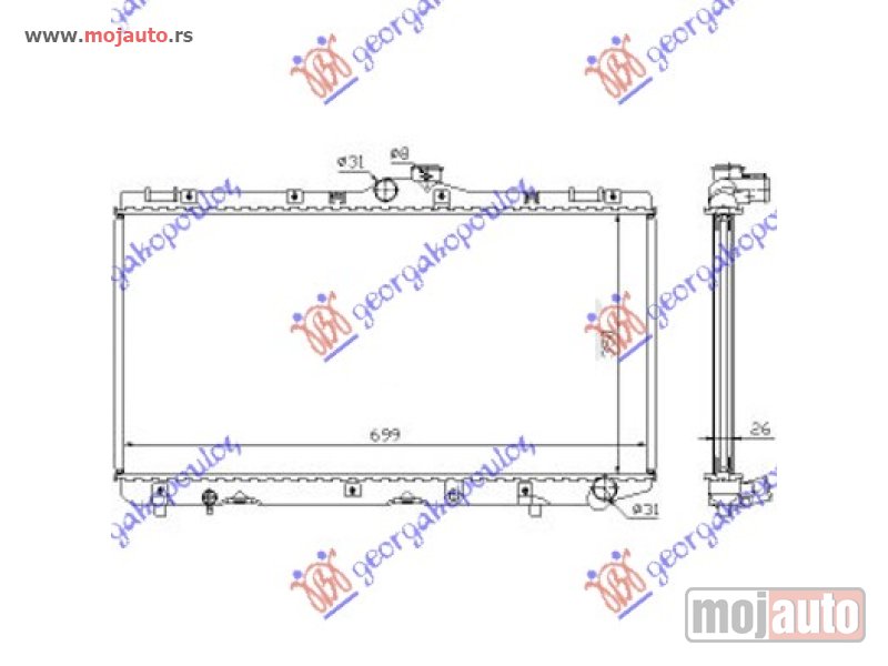 Glavna slika -  HLADNJAK MOTORA 2.0 DIZEL (35.2x69.9x2.7) Toyota corolla (e 10) sdn-s.w. 92-96 -dostupno - MojAuto