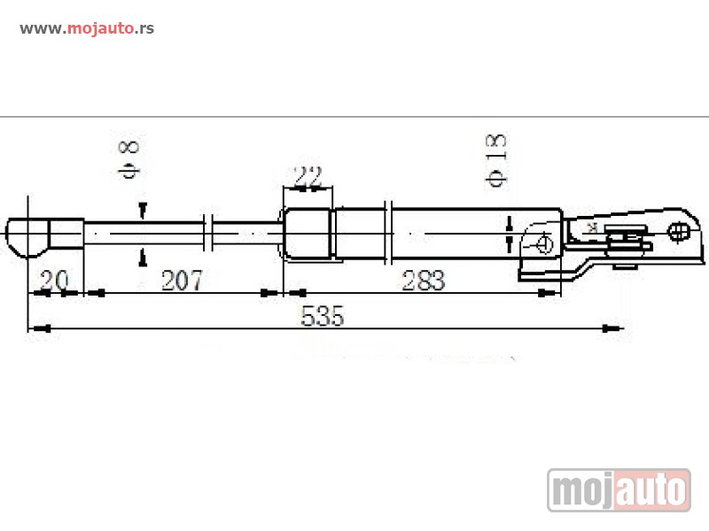 Glavna slika -  AMORTIZER GEPEK VRATA (535L-375N) Desno Subaru impreza 08-14 -dostupno - MojAuto