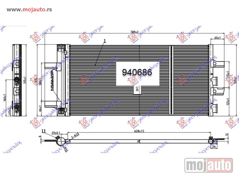 Glavna slika -  HLADNJAK KLIME 2.0 (220i) BENZIN - ZA SVE MODELE DIZEL (648x307x16) Bmw series 1 (f40) 19- -dostupno - MojAuto