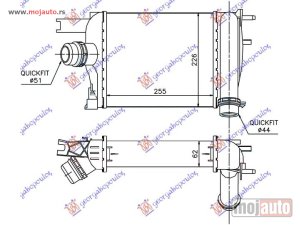 NOVI: delovi  HLADNJAK INTERKULERA 1.5 DCi DIZEL (255x226x62) Dacia duster 10-17 -dostupno