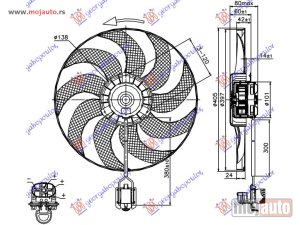 NOVI: delovi  VENTILATOR (MOTOR+ELISA) (1.4/1.6/1.8 TURBO) (400mm) (4 PIN) Chevrolet cruze 09-13 -dostupno