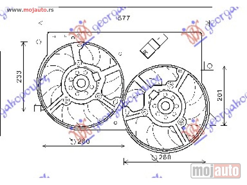 Glavna slika -  VENTILATOR (DUPLI) KOMPLET (1.3 JTD) 03- Fiat strada 05-14 -dostupno - MojAuto