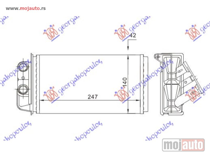 Glavna slika -  GREJAC KABINE (248x130) (BEZ PREKIDACA) Fiat strada 05-14 -dostupno - MojAuto