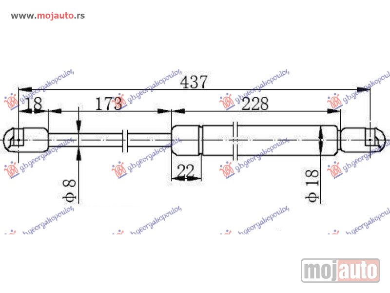 Glavna slika -  AMORTIZER GEPEK VRATA (437L-350N) Fiat punto 12- -dostupno - MojAuto