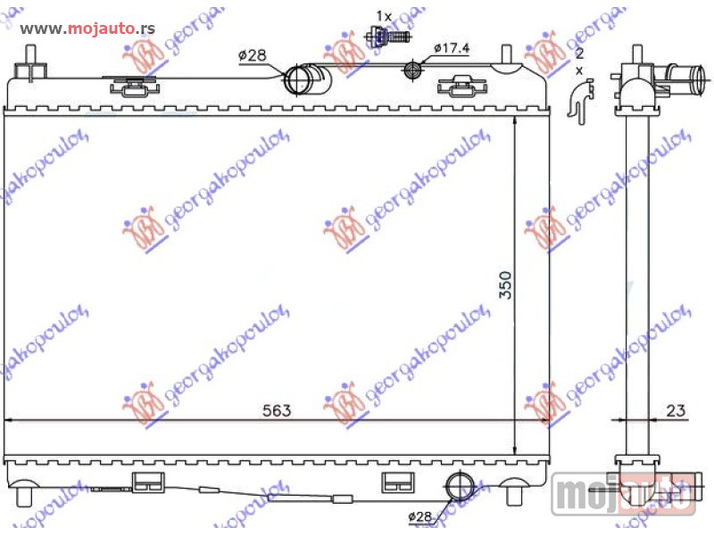 Glavna slika -  HLADNJAK MOTORA 1.25/1.4/1.6 BENZIN (MAN) (+/-AC) (56x35.5) Ford fiesta 13-17 -dostupno - MojAuto