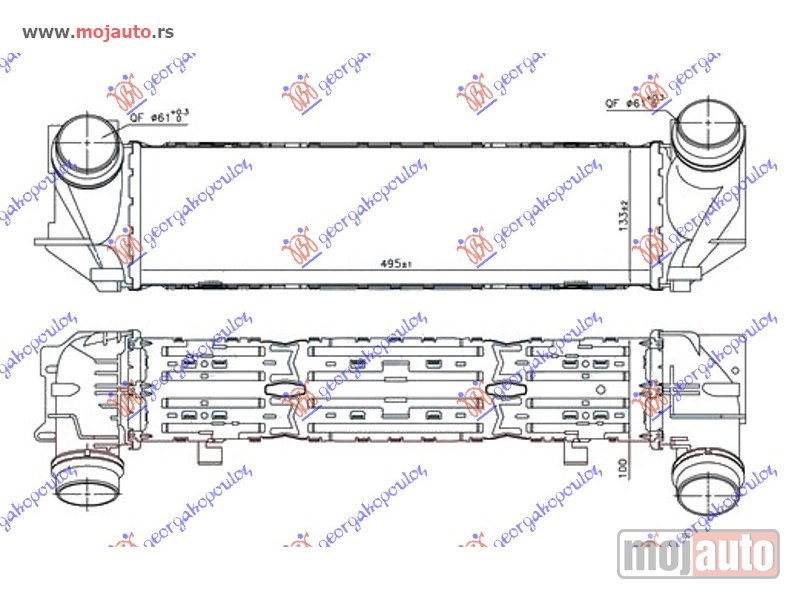 Glavna slika -  HLADNJAK INTERKULERA 1.6-2.0 BENZIN (495x133x100) Bmw series 5 (f10/11) 13-16 -dostupno - MojAuto