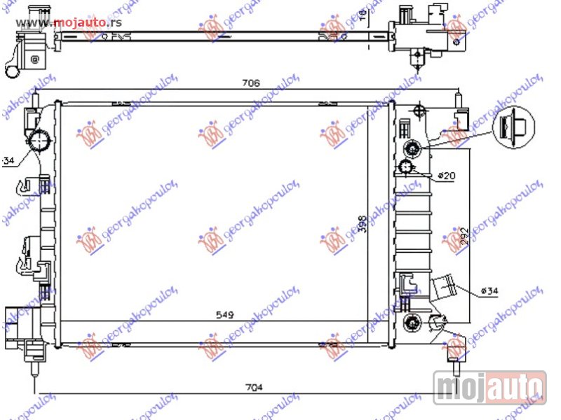 Glavna slika -  HLADNJAK MOTORA 1.4i 16V (AUTO) (55x40x1.5) Chevrolet aveo sdn-h/b 12- -dostupno - MojAuto