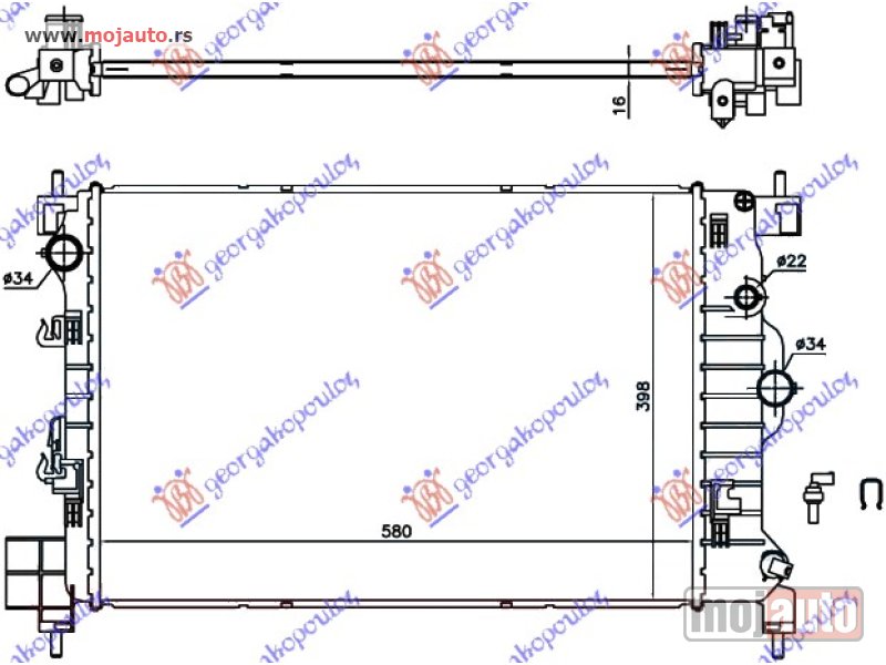 Glavna slika -  HLADNJAK MOTORA 1.6 16v BENZIN (MAN) (580x400x16) Chevrolet aveo sdn-h/b 12- -dostupno - MojAuto