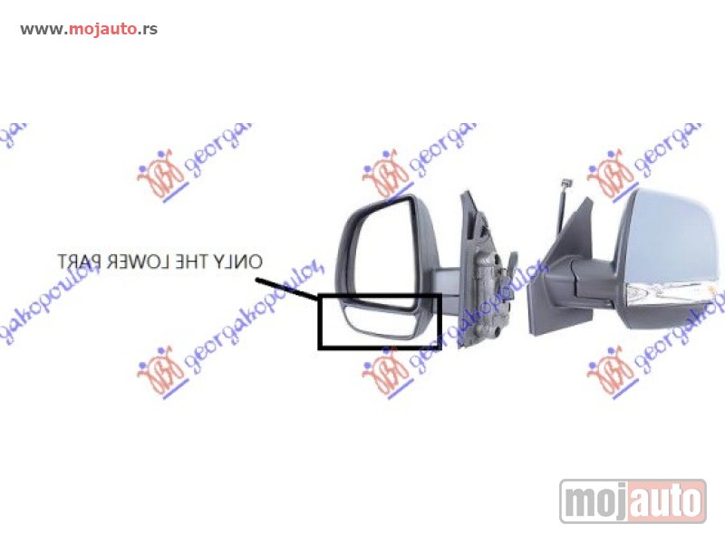 Glavna slika -  STAKLO RETROVIZORA (CARGO) (DONJI DEO) (KONVEKSNO) Levo Fiat doblo 09-15 -dostupno - MojAuto