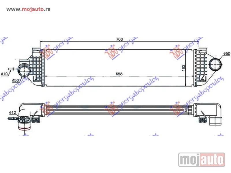 Glavna slika -  HLADNJAK INTERKULERA 1.6 16V TURBO (658x162x40) Ford focus c-max 10-14 -dostupno - MojAuto