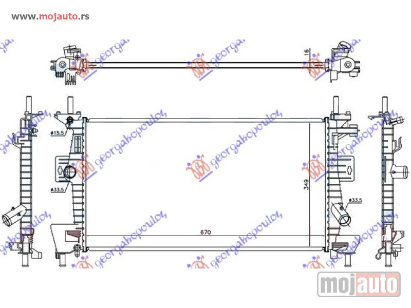 Glavna slika -  HLADNJAK MOTORA 1.5 EcoBoost BENZIN / 2.0 TDCi (670x448x26) 15- Ford focus 14-18 -dostupno - MojAuto