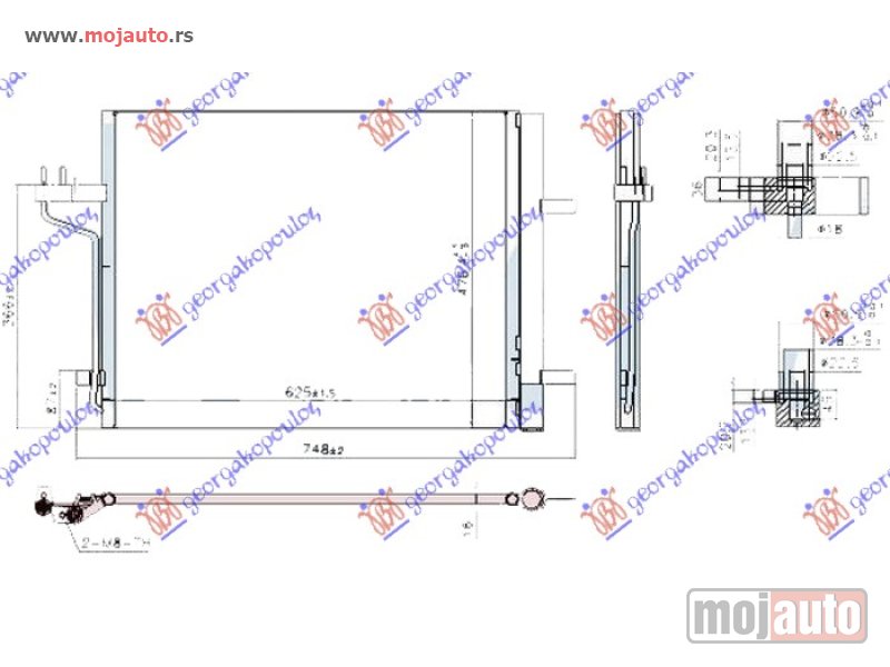 Glavna slika -  HLADNJAK KLIME 2.5i 16V BENZIN - 2.0 TDCi DIZEL (625x477x16) 13/15 Ford kuga 13-16 -dostupno - MojAuto