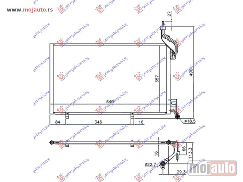 Glavna slika -  HLADNJAK KLIME 1.6 EcoBoost BENZIN (620x350x16) CEVI 22/18mm Ford fiesta 13-17 -dostupno - MojAuto