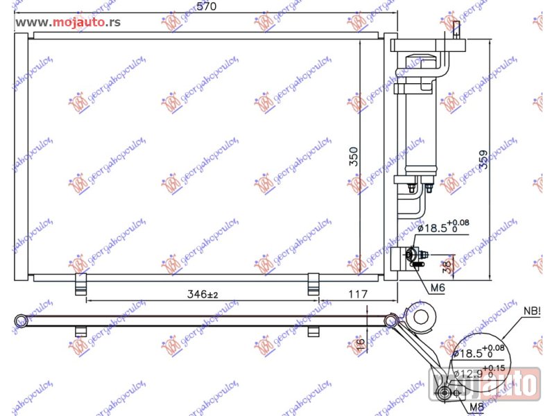 Glavna slika -  HLADNJAK KLIME 1.25/1.4/1.6 EFi BENZIN - 1.5 TDCi DIZEL (520x320x16) Ford fiesta 13-17 -dostupno - MojAuto
