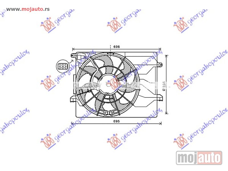 Glavna slika -  VENTILATOR KOMPLET (1.6/2.0 BENZIN) (465mm) (3 PIN) Hyundai i40 11- -dostupno - MojAuto