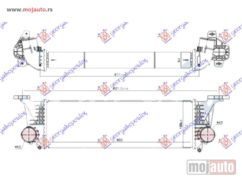 Glavna slika -  HLADNJAK INTERKULERA 2.3-3.0 DIZEL (600x190x65) Iveco daily 11-14 -nedostupno - MojAuto