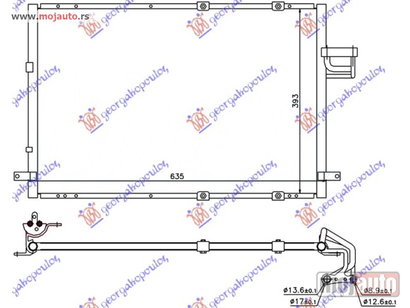Glavna slika -  HLADNJAK KLIME 2.0 CRDi (590x383x18) Kia carens 03-06 -dostupno - MojAuto