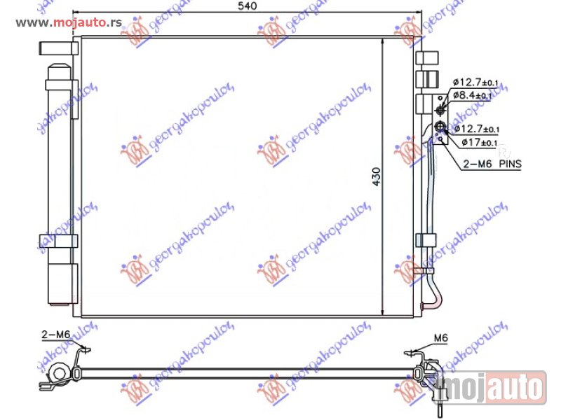 Glavna slika -  HLADNJAK KLIME 2.0/2.2 CRDI (505x425x16) Kia sorento 09-12 -dostupno - MojAuto