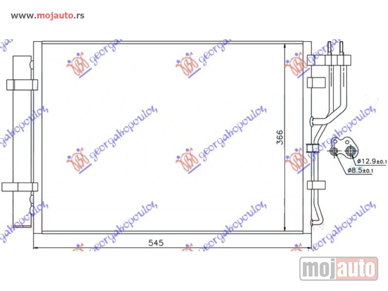 Glavna slika -  HLADNJAK KLIME BENZIN (505x366) Hyundai ix20 11- -dostupno - MojAuto