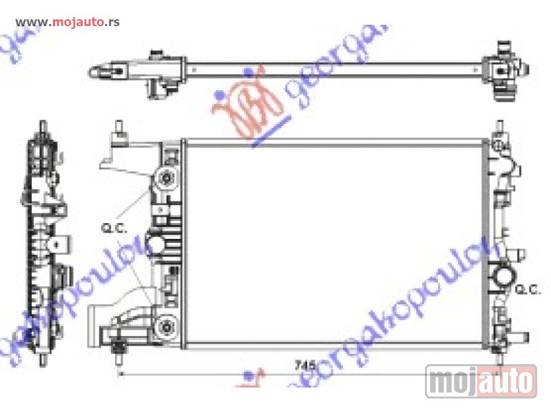 Glavna slika -  HLADNJAK MOTORA 1.6 BENZIN (AUTO) (58x39) Chevrolet cruze 13- -dostupno - MojAuto