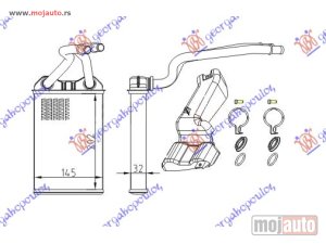 NOVI: delovi  GREJAC KABINE (205x145) (KOMPLET SA CEVIMA) Chrysler pt cruiser 01-10 -dostupno