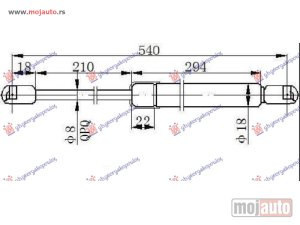 NOVI: delovi  AMORTIZER GEPEK VRATA 3 VRATA (540L-400N) Hyundai accent sdn 06-11 -dostupno