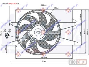 NOVI: delovi  VENTILATOR KOMPLET (BENZIN/DIZEL) (+AC) (DUGULJASTI KONEKTOR) Mazda 2 03-07 -dostupno
