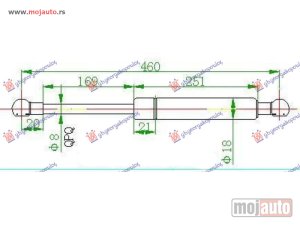 NOVI: delovi  AMORTIZER GEPEK STAKLA (460L-100N) Renault megane scenic 99-03 -nedostupno