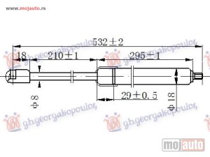NOVI: delovi  AMORTIZER HAUBE (532L-280N) Levo Mercedes c class (w203) sdn/s.w. 03-07 -dostupno