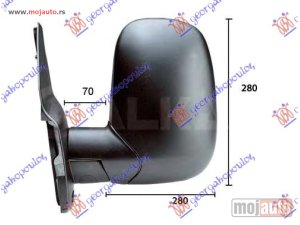 NOVI: delovi  RETROVIZOR MEHANICKI KRATKI (KONVEKSNO STAKLO) Levo Ford transit 95-00 -dostupno