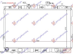 NOVI: delovi  HLADNJAK MOTORA 1.6i 16V (MAN) (+/-AC) (37.5x67x15) Hyundai coupe 01-07 -dostupno