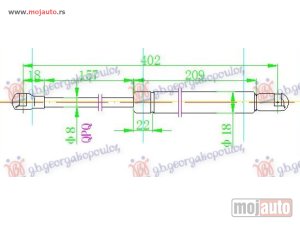 NOVI: delovi  AMORTIZER HAUBE (405L-460N) Vw touran 07-10 -dostupno