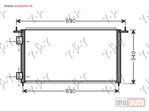NOVI: delovi  HLADNJAK KLIME BENZIN (615x330x16) (R TIP) Honda civic h/b-l/b 04-05 -dostupno