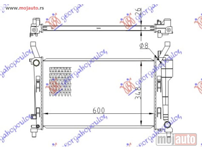 Glavna slika -  HLADNJAK MOTORA 1.5/1.7i 8V (+/-AC) (60x37.4) MX Mercedes a class (w169) 04-12 -dostupno - MojAuto