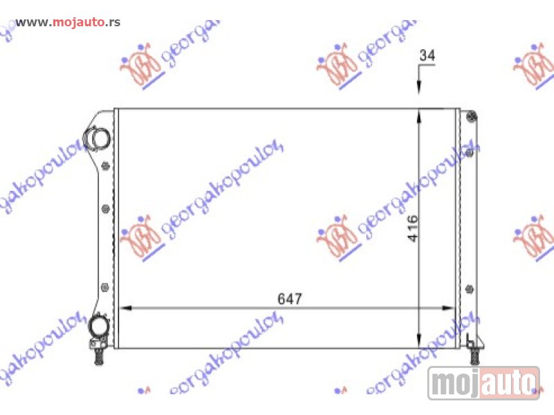 Glavna slika -  HLADNJAK MOTORA 1.4 8V 1.6 16V 1.9D (+AC) (65x40) Fiat doblo 01-05 -dostupno - MojAuto