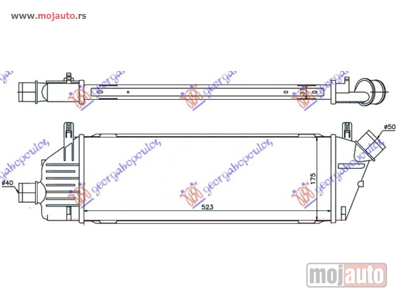 Glavna slika -  HLADNJAK INTERKULERA 1.5 DCi (522x178x30) Nissan micra (k12) 02-10 -dostupno - MojAuto