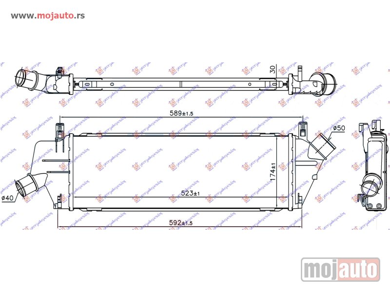 Glavna slika -  HLADNJAK INTERKULERA 1.5 DCI (523x174x30) 05- Nissan micra (k12) 02-10 -dostupno - MojAuto