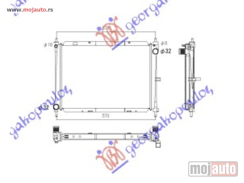 Glavna slika -  HLADNJAK MOTORA 1.5 DIZEL (+AC) (49.4x41.5x2.3) UK (MAHLE BEHR PREMIUM LINE) Renault clio 06-09 -dostupno - MojAuto