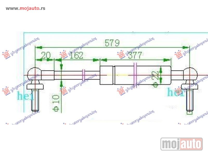 Glavna slika -  AMORTIZER GEPEK VRATA -05 (L=D) (579L-690N) Desno Chrysler pt cruiser 01-10 -dostupno - MojAuto