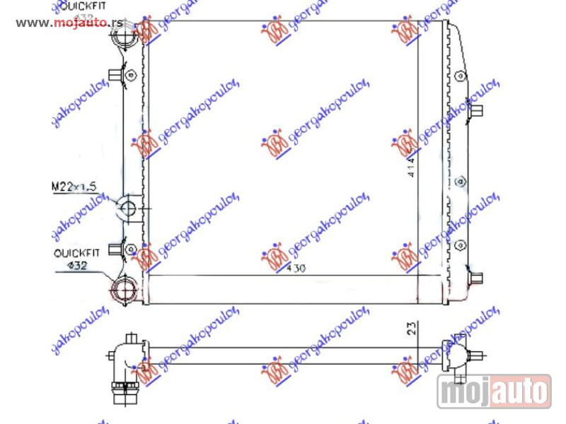 Glavna slika -  HLADNJAK MOTORA ZA SVE MODELE (-AC) (43x41) BEZ VENTILATORA Vw fox 05-11 -dostupno - MojAuto