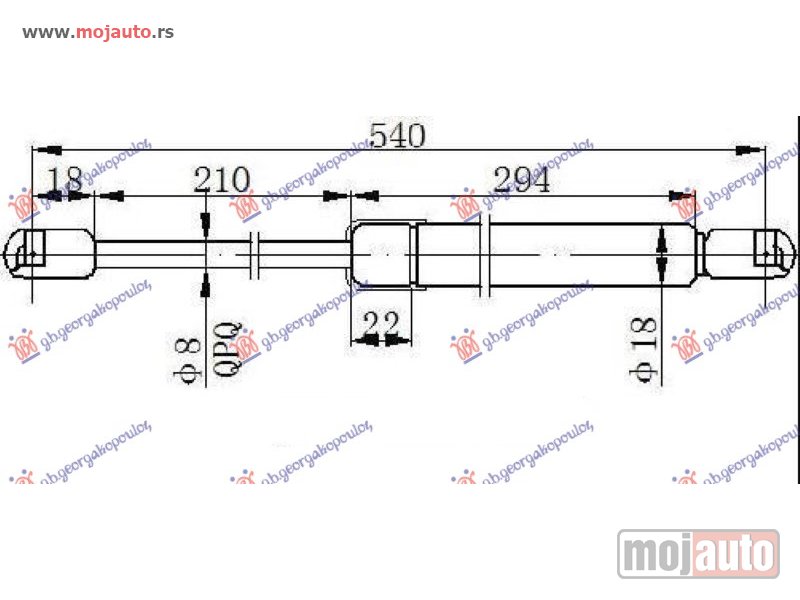 Glavna slika -  AMORTIZER GEPEK VRATA 3 VRATA (540L-400N) Hyundai accent sdn 06-11 -dostupno - MojAuto