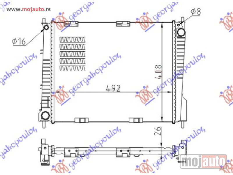 Glavna slika -  HLADNJAK MOTORA 1.5 DIZEL (+/-AC) (49x41) Renault clio 06-09 -dostupno - MojAuto