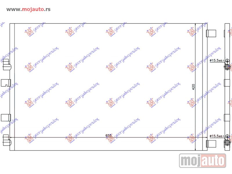 Glavna slika -  HLADNJAK KLIME 1.9 DCi (AUTO) 2.0 DCi MAN/AUTO DIZEL (625x415x12) Renault megane sdn-h/b-l/b 02-05 -dostupno - MojAuto