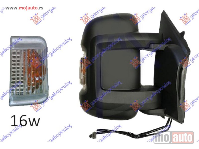 Glavna slika -  RETROVIZOR ELEKTRICNI SA GREJACEM KRATKI (ELEKTRO-SKLOPIV) (MIGAVAC) (POZICIONO SVETLO 16W) (KONVEKSNO STAKLO) Desno Citroen jumper 14- -dostupno - MojAuto