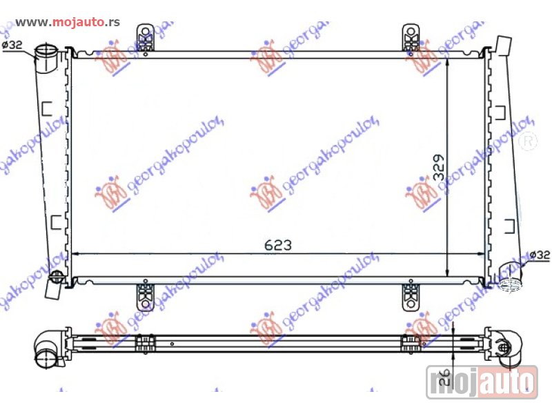 Glavna slika -  HLADNJAK MOTORA 1.9 TD (623x329x26) 00-06 Mitsubishi carisma 96-05 -dostupno - MojAuto