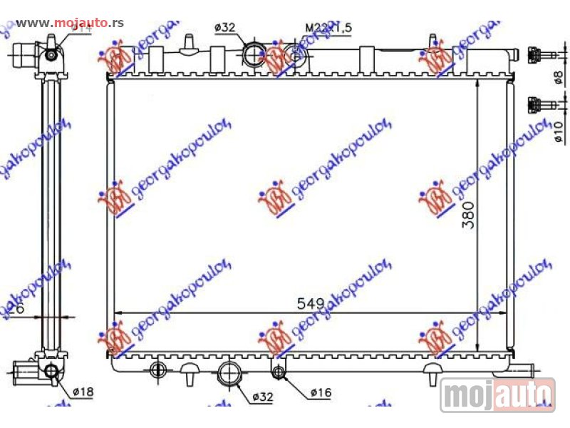 Glavna slika -  HLADNJAK MOTORA 1.4/1.6/2.0 (+/-AC) (38x56x2.7) -02 Peugeot partner 02-08 -dostupno - MojAuto
