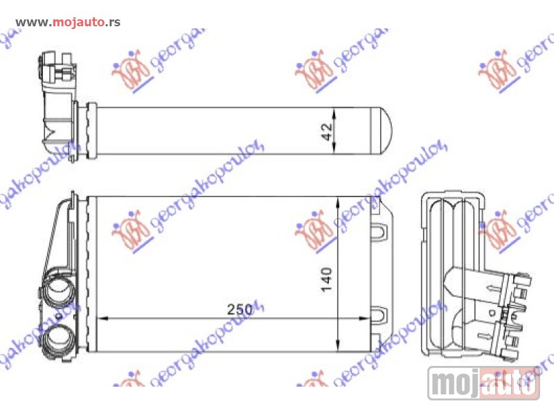 Glavna slika -  GREJAC KABINE (250x140) (TIP MARELLI) (BEZ AUTOMATSKE KLIME) Peugeot 307 01-05 -dostupno - MojAuto